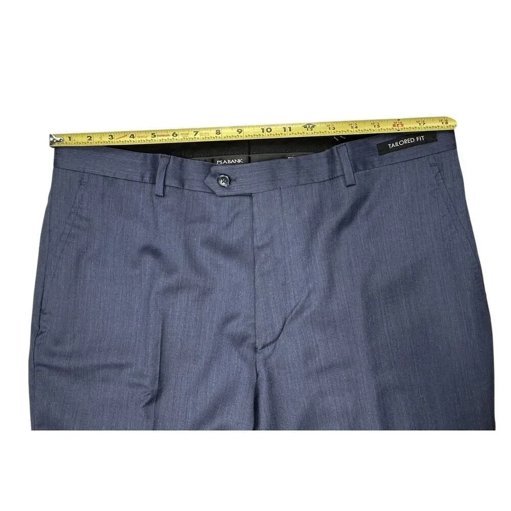 NWT JoS A Banks 100% Wool Signature Collection Tailored Fit Blue Slacks Size 37R